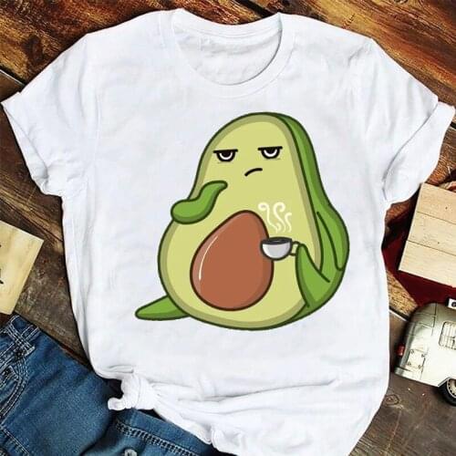 Women Lady Print Female Tee T-Shirt Cartoon Avocado Fruit Short Sleeve Summer Fashion Tshirts Clothes Graphic T Top