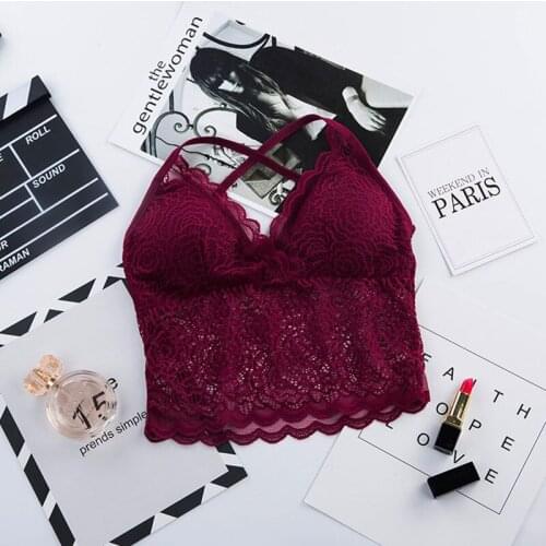 Women Padded Bra Lace Tube Top Beauty Back Underwear Sexy Lingerie Lace Bottoming Bras