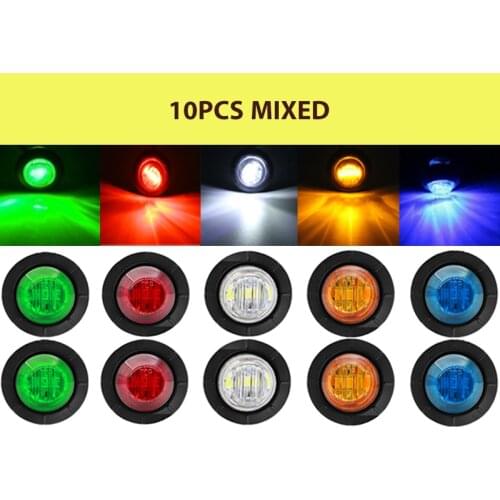 10PCS 5color 12V 3LED 3/4" Universal Car Truck Trailer Mini Small Round Red LED Bullet Button Side Marker Lights Signal Lamp