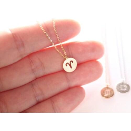 10PCS Ariel Necklace Signs 12 Aries Zodiac Constellation Necklace Horoscope Astrology Disc Necklaces for Birthday Gift