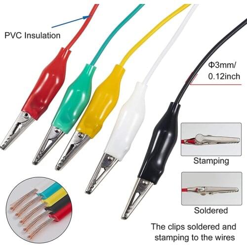 10pcs Alligator Clips Electrical Test Leads Double-ended Crocodile Roach Test Jumper Wire 5 colors