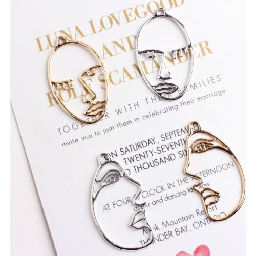 10Pcs/Pack Metal Face Series Alloy Earrings Jewelry Accessories DIY Making Creative Earrings Hair Accessories Pendant Material