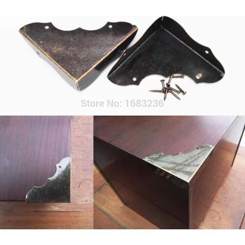 12pcs Thickness Antique Brass Jewelry Wine Gift Box Wooden Case Chest Edge Cover Corner Protector Guard + Nail 44mm Heavy Duty