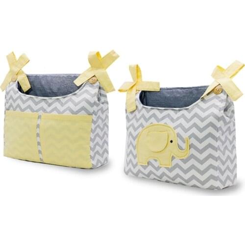 2 Pcs Baby Crib Storage Bag Lace-up Hanging Organizer Cot Care Essentials Pouch