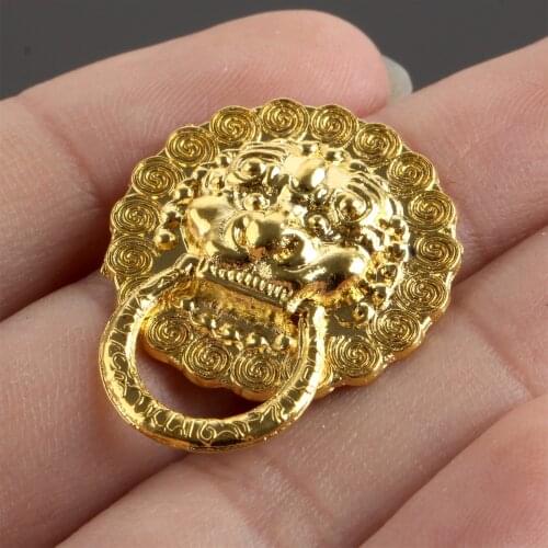 2pcs 29*24mm Lion Head Shape Single Hole Pull Knobs Door Cabinet Dresser Drawer Pull Handle Knob Ring