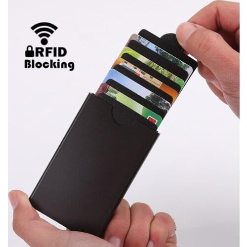 2019 New Business ID Credit Card Holder Thin Aluminum alloy Wallets Pocket Case Bank Credit Card Case RFID Protection Card Box