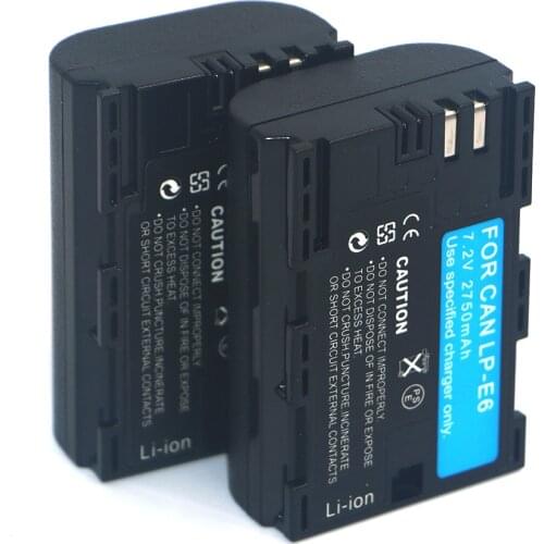 DVISI 2Pcs/lot 2750mAh LP-E6 LP E6 Camera Battery For Canon EOS 5DS 5D Mark II Mark III 6D 7D 60D 60Da 70D 80D DSLR EOS 5DSR