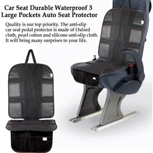 Car Seat Durable Waterproof 3 Large Pockets Automotive Seat Protector Black Car Interior Accessories Seat Protector Supplies