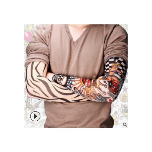 Seamless Outdoor Sport Tattoo Sleeve Flower Arm Tattoo Dacron Sunscreen Armguards Riding Ice Silk Sleevelet Tattoos & Body HA114