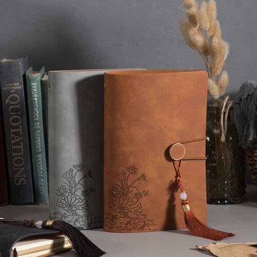 Chinese Style Spiral A6/B6 Notebook Diary Notepad Retro Tassel Rope PU Leather Note Book Office Stationery Gift Traveler Journal