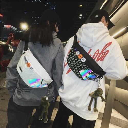 CGCBAG 2021 Fashion Women Waist Bag Casual Reflective Street Crossbody Chest Bags Female Hip Hop Package Korean Style Belt Bags