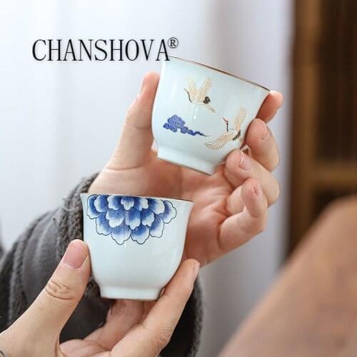 CHANSHOVA 60ml Traditional Chinese Style Ceramic Tea cup Small Coffee Cups Tea set China Porcelain H470