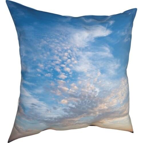 Blue sky white cloud 3D printed pillow case simple style linen pillow case hugging sky home decoration pillow case