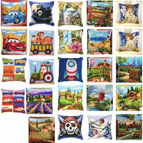 Scenery 2 style Cross Stitch Pillow Mat DIY Craft Tapestry Pillow 42CM by 42CM Needlework Crocheting Cushion Embroidery