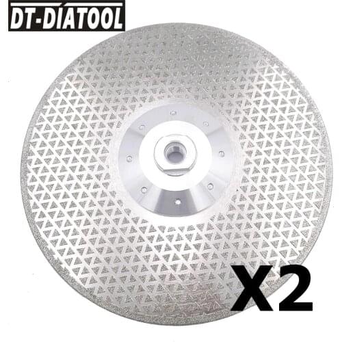 DT-DIATOOL 2pcs 9"/230mm Electroplated Diamond Cutting Saw Blade Grinding Disc Double Sides M14 Flange for Cutting Marble Tile