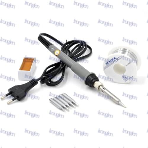 220V 110V Electric Soldering Irons Kit 60W EU US Plug Ajust-temperature with Tin Soder Wire 5 Iron Tips Welding Gun Repair Tools