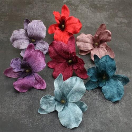 8-9CM/6pcs,Artificial Silk Flowers Heads Retro Orchid Cymbidium,DIY Wedding Party Home decoration Hat Corsage flower Bouquet