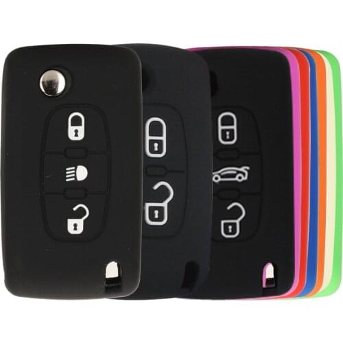Jingyuqin Silicone Car Key Cover For Peugeot 208 207 308 RCZ 508 408 2008 407 307 206 Citroen C4 C5 C3 C1 C2 Xsara Picasso
