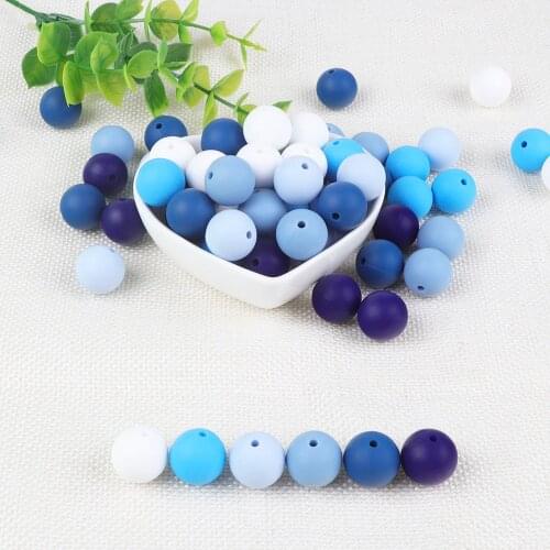 Joepada 100pcs 15mm Silicone Beads Baby Teething Chewable Teether Pacifier Clips Beads Food Grade Silicone BPA Free Teething Toy
