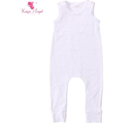 2017 Baby Clothes White Cotton Boys Girls Romper Solid Color Sleeveless Summer Baby Boy Clothes Girl Jumpsuit baby romper 0-24M