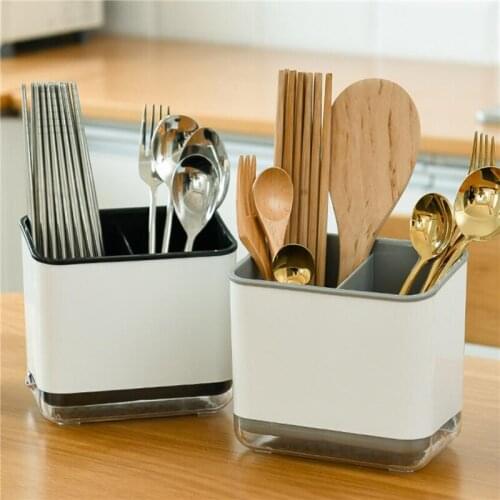 Kitchen Double Layer Drain Rack Household Tableware Storage Box Knife Spoon Fork Drain Rack Organizer Kitchen Tool