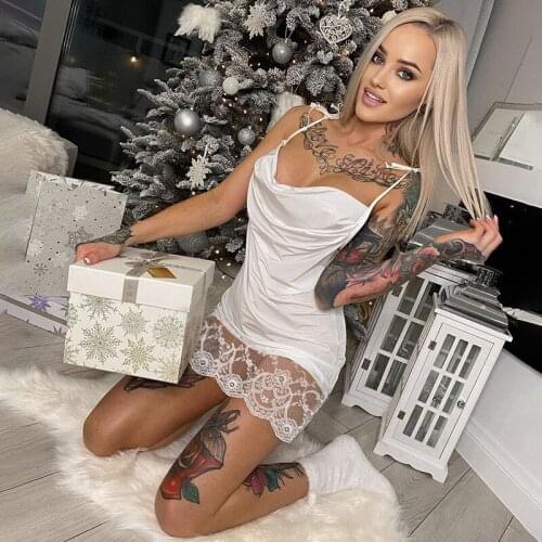 Summer Streetwear Womens Dresses Womens Sexy Lace Sling Skirt Fashion Pure Color Lace Trimmed A-line Short Skirt 2021