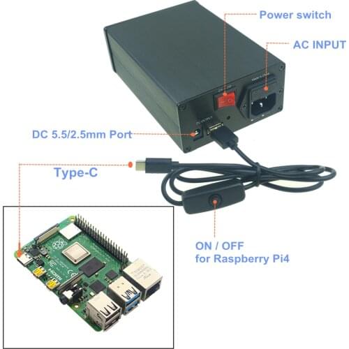 Solupeak--HiFi 25W DC Linear Power Supply 5.1V 3.5A, Audiophile Regulated Converter Adapter, Upgrade for Raspberry pi 4 Model B