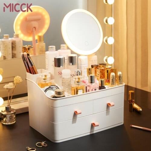 MICCK Cosmetic Make Up Organizer Large Capacity Drawer Lipstick Cosmetic Storage Box Women Skin Care Dressing Table Beauty Case