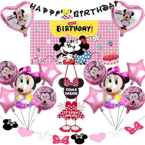 Minnie 1st Birthday Party Supplies Decorations Minnie Happy Birthday Banner Mouse Balloons Minnie First Birthday Cake topper