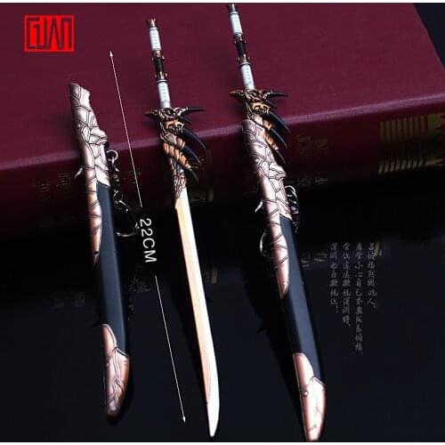 Monster Hunter 22cm Alloy Sword With Sheath Weapon Model Alloy Keychain Cosplay Show Gift Ninja Weapon Sword