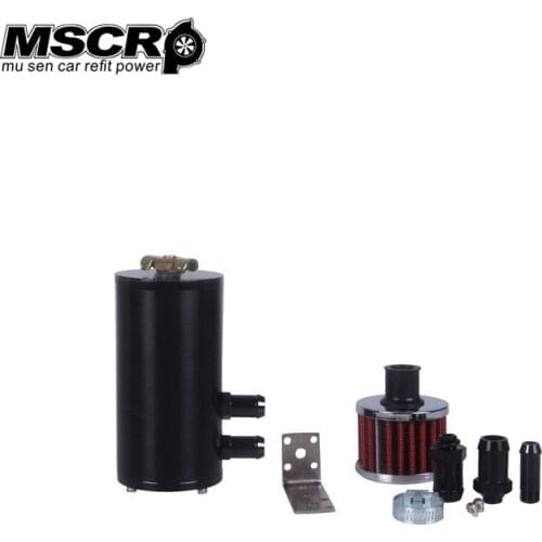 MSCRP BLACK BAFFLED ALUMINUM OIL CATCH CAN RESERVOIR TANK WITH BREATHER FILTER for honda and bmw MSCRP-YX00698
