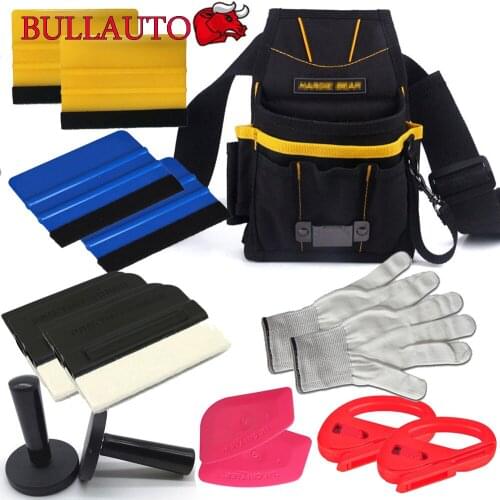 Window Tint Tools Kit: Tool Bag with Belt, 3M Gold Squeegee, Magnet Holder, Vinyl Cutter, Card Squeegee, Contour Squeegee