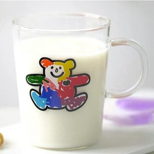 Mug Set Painted Bear Cup Girl Heart Korean Version Milk Breakfast Juice Shui Cups High Temperature Resistant And Microwaveable