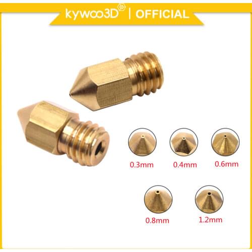 Kywoo3D MK8 Brass Copper Nozzle Kit for 3D Printer Extruder Print Head 0.3mm 0.4mm 0.6mm 0.8mm 1.2mm 3D Printer Brass Nozzle