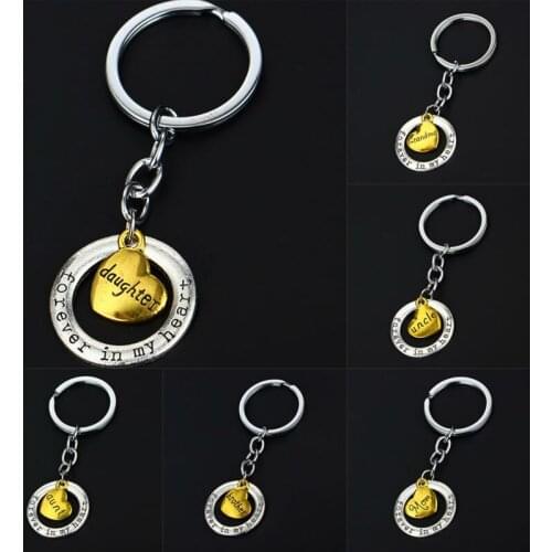New Fashion Round Sliver Plated Heart Letter Brother Forever In My Heart Key Chains Key Ring Present