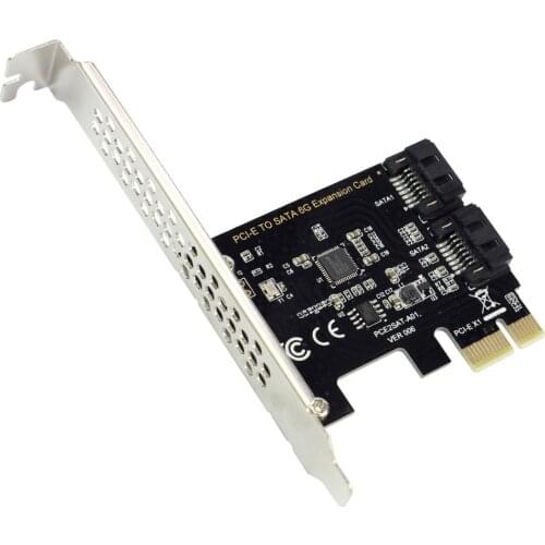 PCI-E 2.0 x1 to 2 Ports SATA III 6GB/s Internal Converter PCI Express Controller Adapter Card For SATA HDD SSD