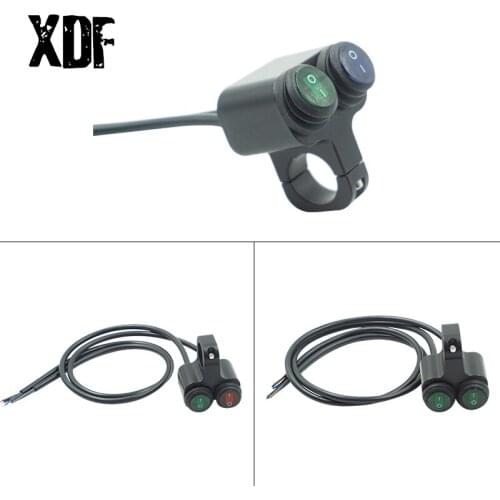 Motorcycle Control Switches 7/8'' 22mm Handlebar Mount For High/Low Beam Fog Spot Light Headlight ON/OFF Buttons With LED