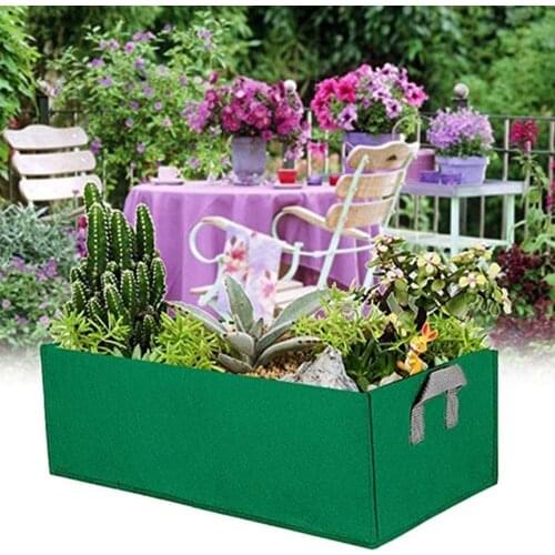 2PCS Fabric Garden Bed Rectangle Breathable Planting Container Grow Bag Planter Pot
