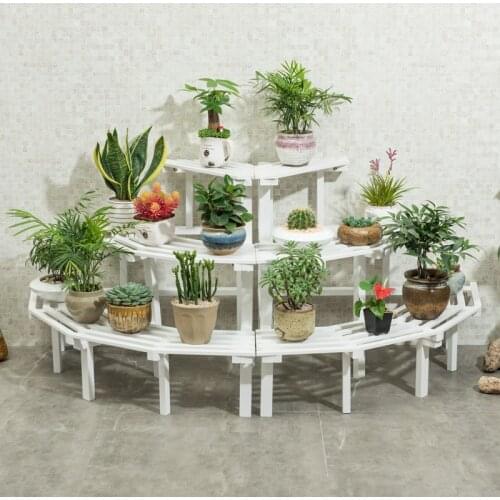 Solid Wood Corner Flower Shelf Meaty Multi-layer Indoor Space Space Floor Balcony Wooden Plant Pot Rack