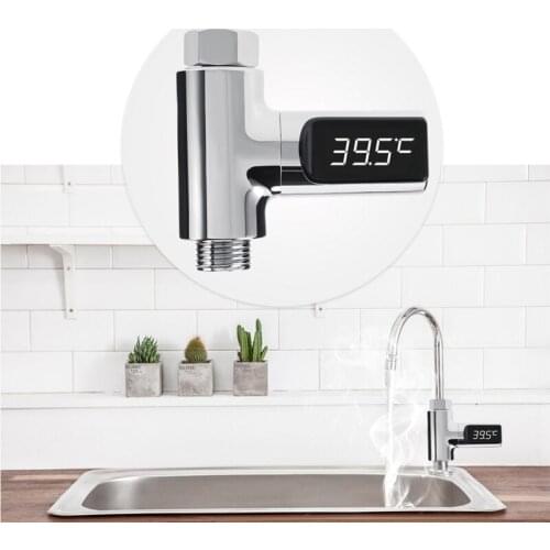 LED Display Water Shower Thermometer Self-Generating Electricity Water Temperature Monitor Energy Smart Meter For Kichen