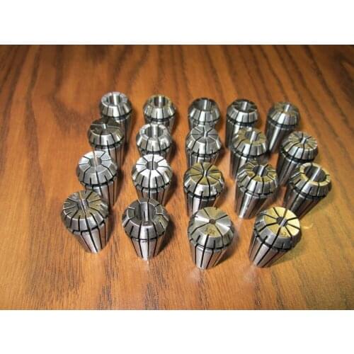 19pcs/set ER16 COLLETS Complete Sizes including all 16th, 32nds & 64th--New