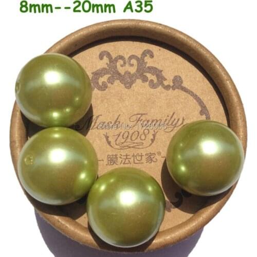 Pearl Bead Imitation Round for Bubblegum Necklace 6mm to 30mm Olive Green A35 Acrylic Chunky Round Bead for kids