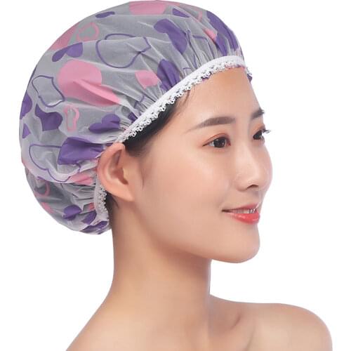 Hair Cap Waterproof Shower Cap Thicken Elastic Bath Hat Bathing Cap For Women Spa Bathing Accessory Hair Salon Bathroom Product
