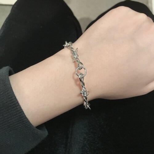 Punk Wire Brambles Bracelet Barbed Wire Brambles Link Chain Bangle Fashion Simple Jewelry Rock Night Club Unisex