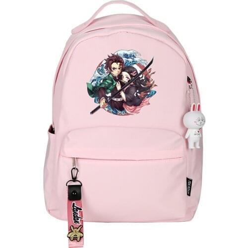 Demon Slayer: Kimetsu no Yaiba Women Mini Backpack Cute Bookbag Pink School Bags Girls Kawaii Travel Bagpack Mochila Feminina