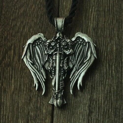 Lanseis 1pcs Celt Cross men necklace Irish Cross With Angel Wings pendant Diablo Archangel protect talisman jewelry