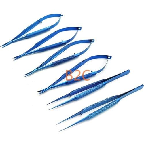 10.5CM Micro forceps tweezers microsurgical tools 12.5CM Titanium ophthalmic Needle holders microsurgical instruments scissors