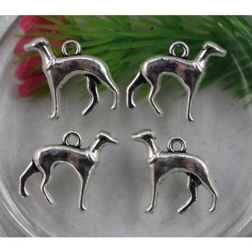 100pcs Fashion Tone Cute Greyhound Dog Charm Pendants For Steam punk Gothic Jewelry Fitting Making