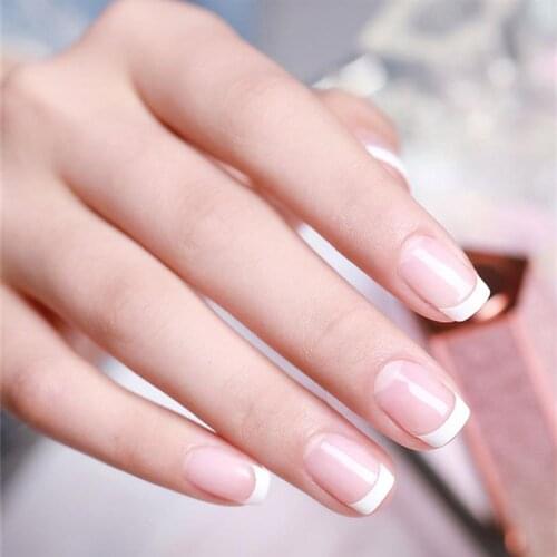 100 Pcs False Nail Tips French Short Natural Fake Nails Acrylic Gel Press On Easy Wear Detachable Nails Art Decoration Manicure