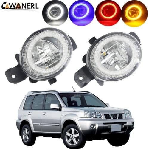 2 X LED Angel Eye Fog Light H11 Car Front Bumper Fog Lamp Daytime Running Light DRL 4000LM 12V For Nissan X-Trail T30 2001-2006